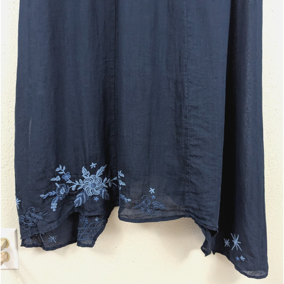 Johnny Was Workshop sz L Maxi Dress asymmetric hem blue button front tank 4035 - Picture 6 of 8